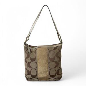 Vintage Coach Signature Metallic Gold Hobo Bag